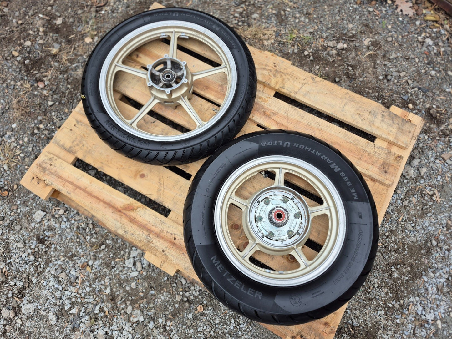 1996 Yamaha Virago Xv750 Rear & Front Wheel W/ Tire Pair 15" 19" OEM