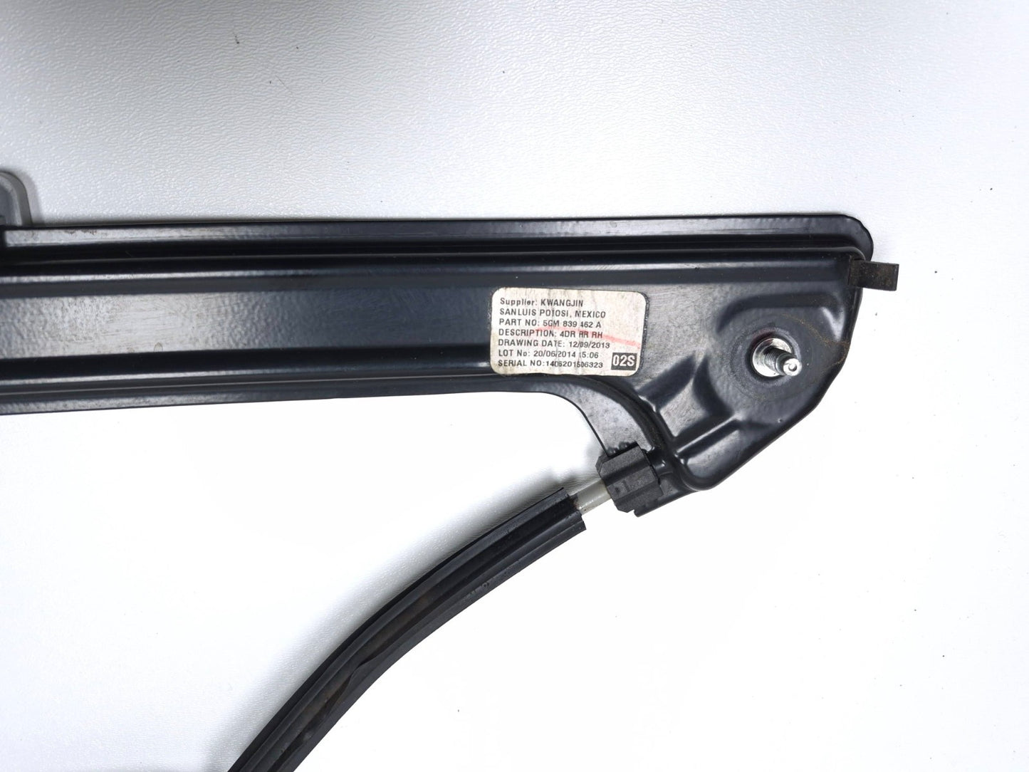 2015 Volkswagen Golf Rear Window Regulator Passenger Side Right OEM