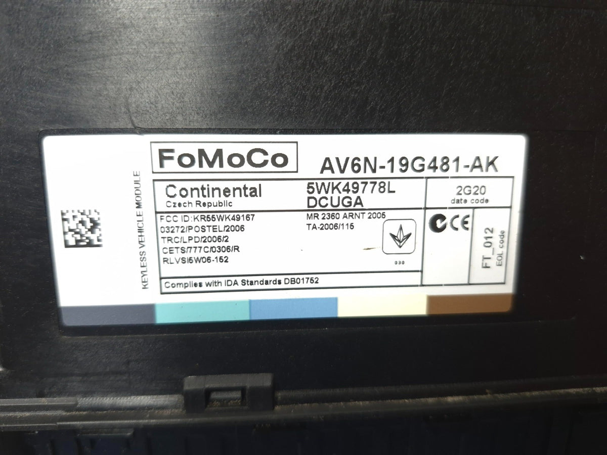 2013 Ford Focus St Keyless Entry Control Module Av6z-19g481-f OEM