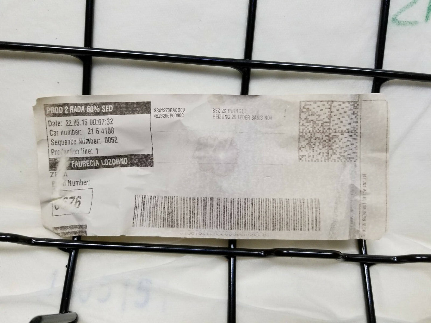 2015  Audi Q7 Rear Driver Seat Lower Cushion OEM