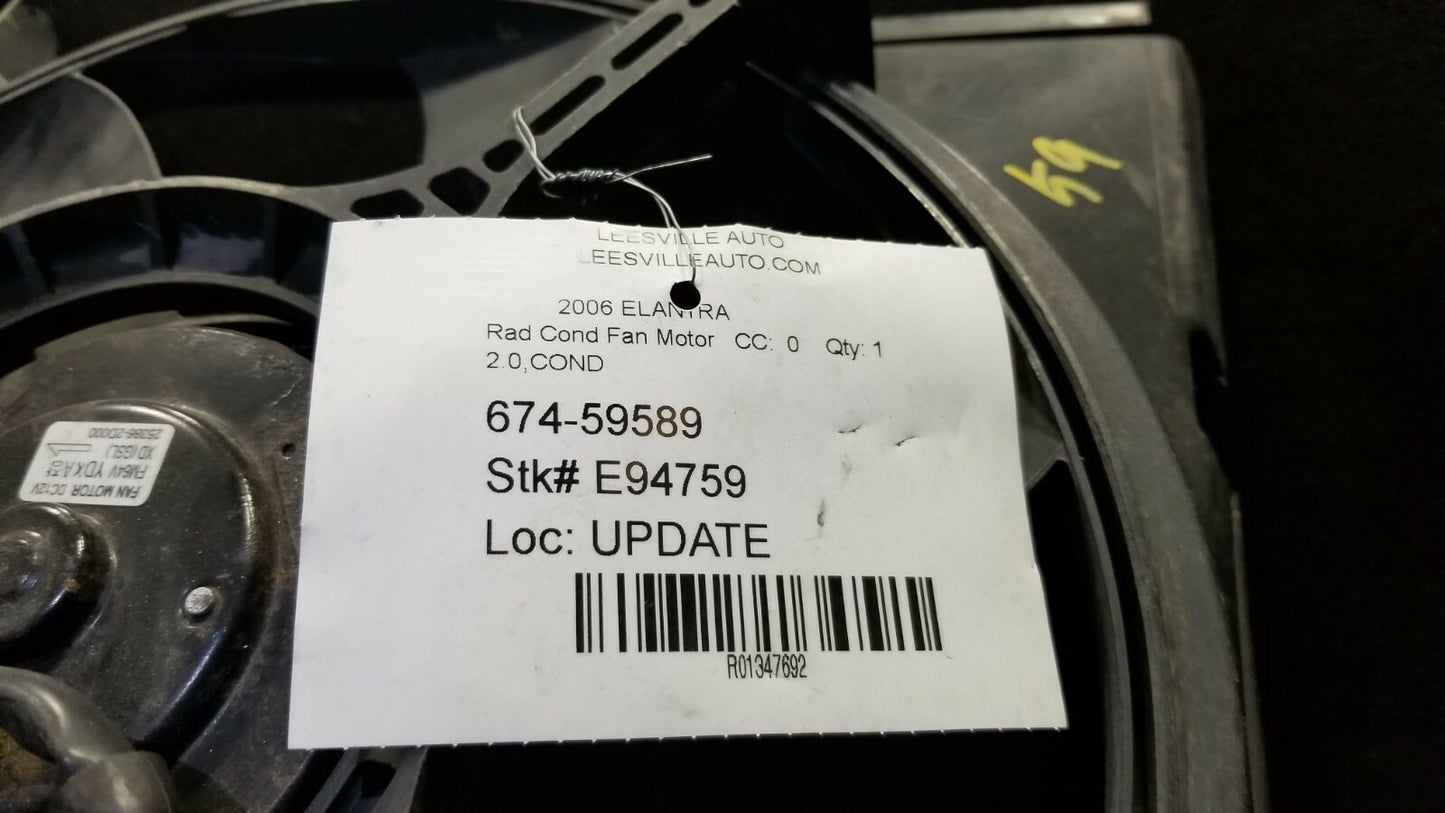 2006 Hyundai Elantra Condenser Cooling Fan OEM