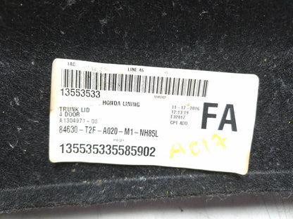 2017 Honda Accord Rear Trunk Lid Inner Trim Cover 84630-t2f-a02za OEM