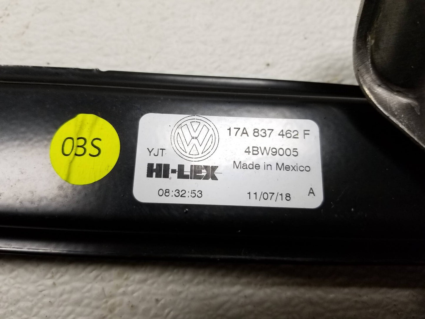 2019 Volkswagen Jetta Front Door Window Regulator Right Passenger Side OEM
