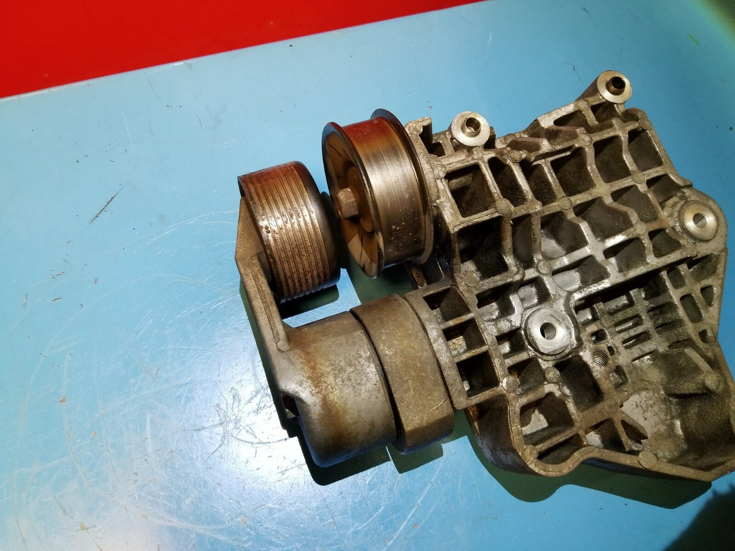 2009 Range Rover Sport Alternator Support Mount Bracket W/ Tensioner Pulley OEM