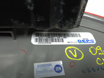 2009 Honda Civic Coupe Tail Light Passenger Side Right