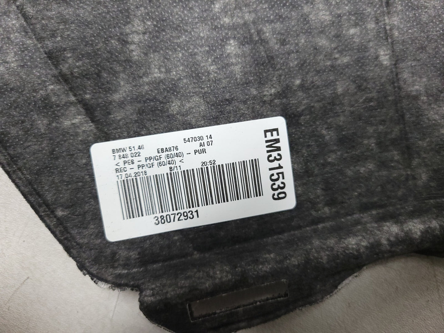 13-18 BMW 330xi F30 Rear Deck Shelf Panel 7848022 OEM ✅ 76k