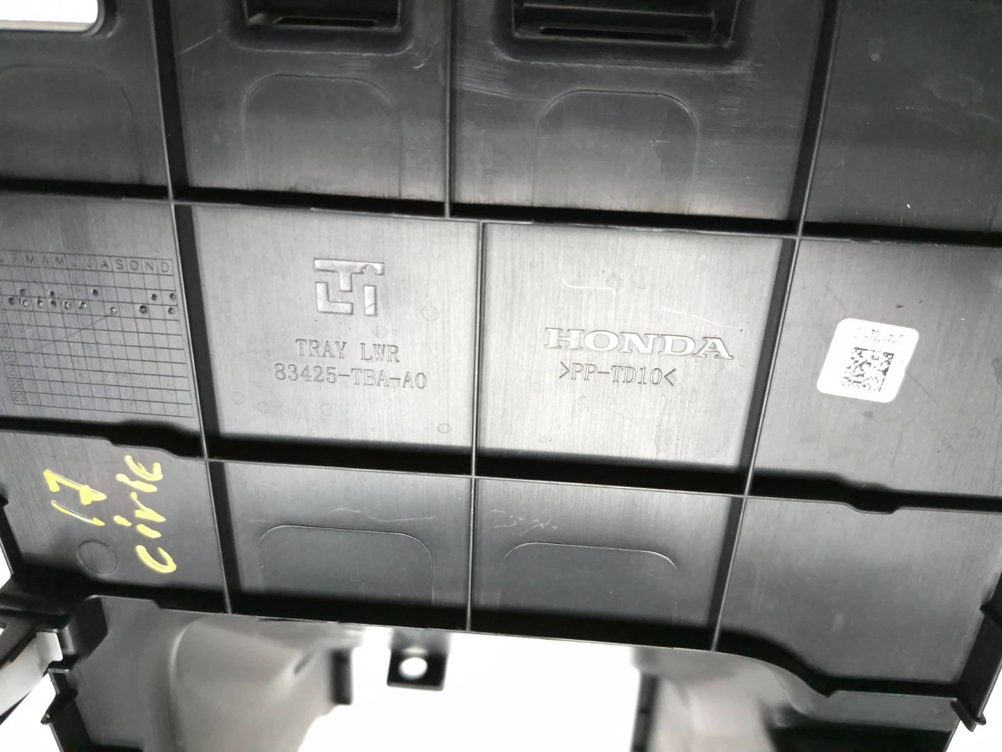 2017 Honda Civic Center Console Lower Tray Trim OEM