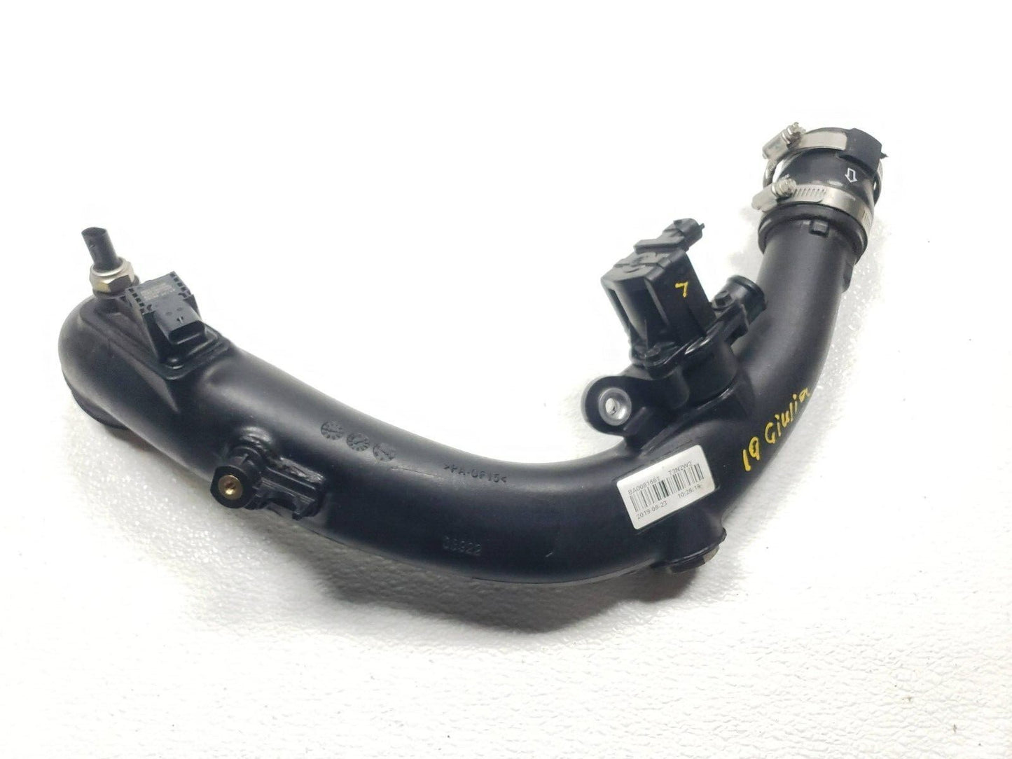 2019 Alfa Romeo Giulia Intercooler Hose Tube Pipe W/ Sensor OEM