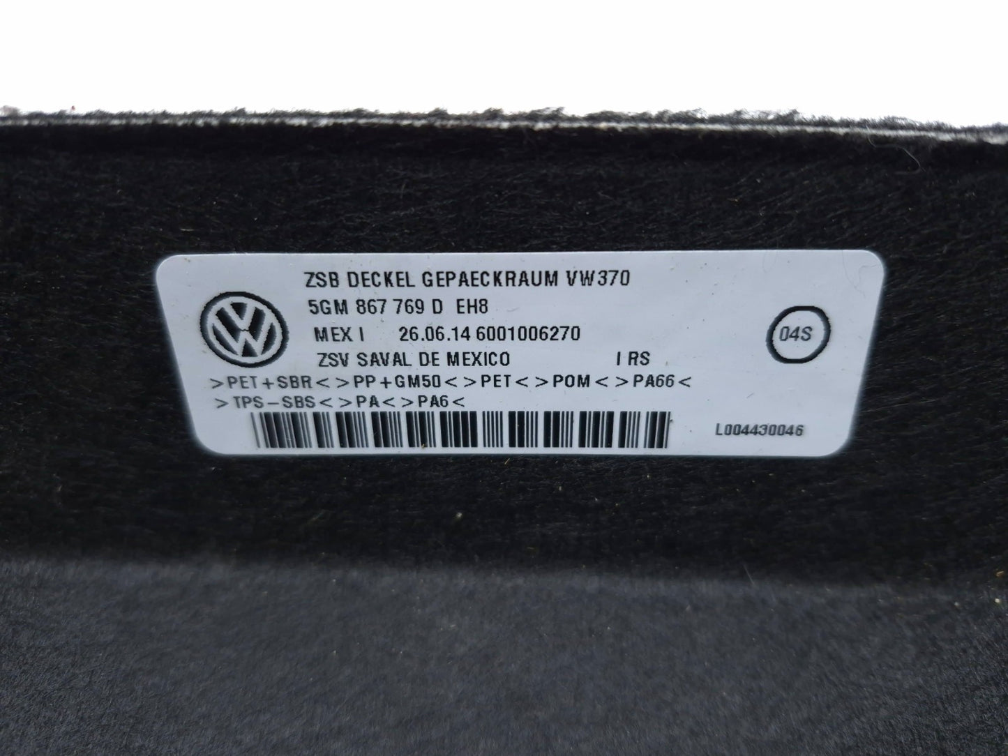2015 Volkswagen Golf Rear Trunk Security Shade Cargo Cover OEM