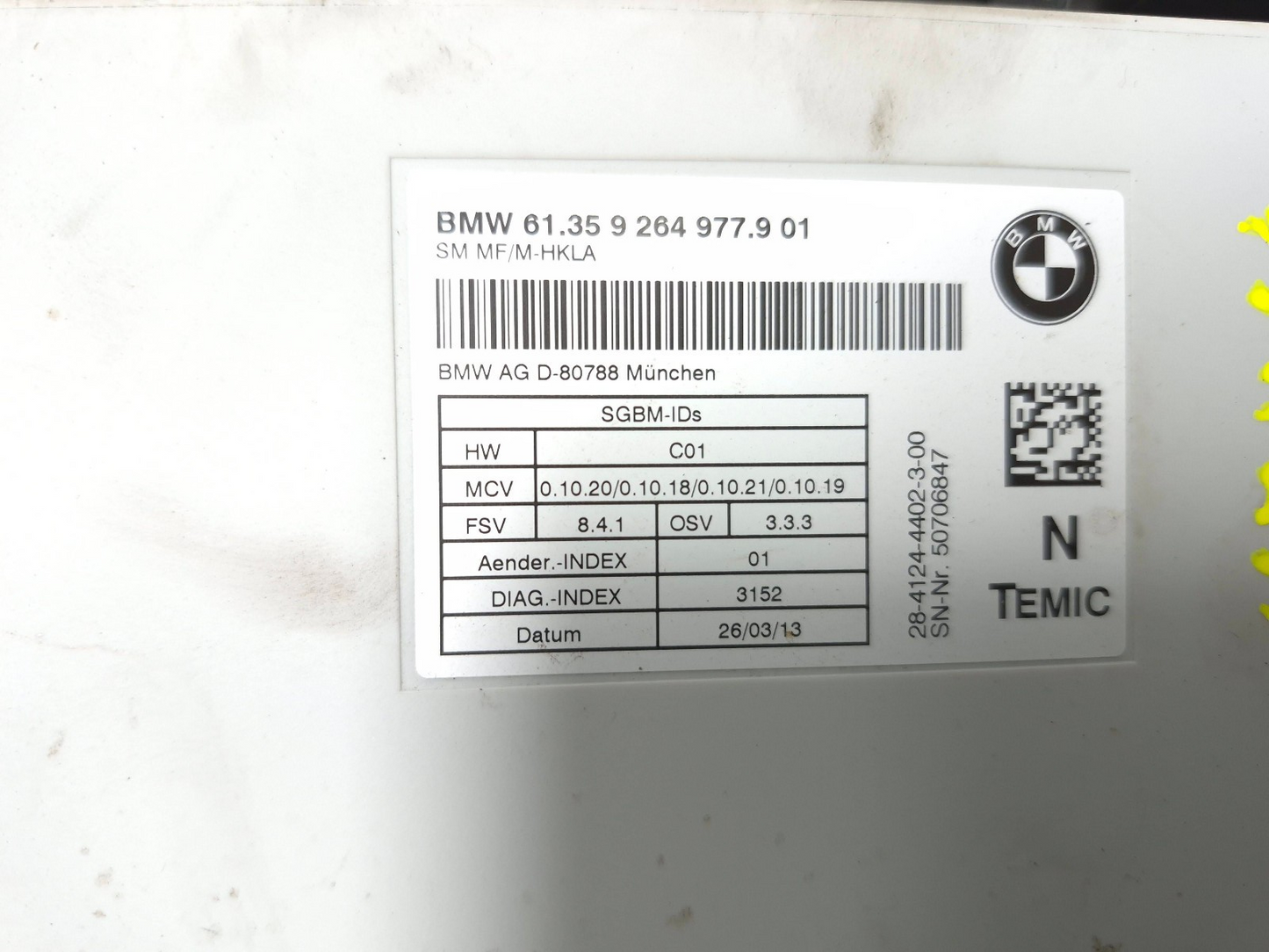 2008 BMW X6 E71 Front Right Comfort Seat Memory Control Module OEM