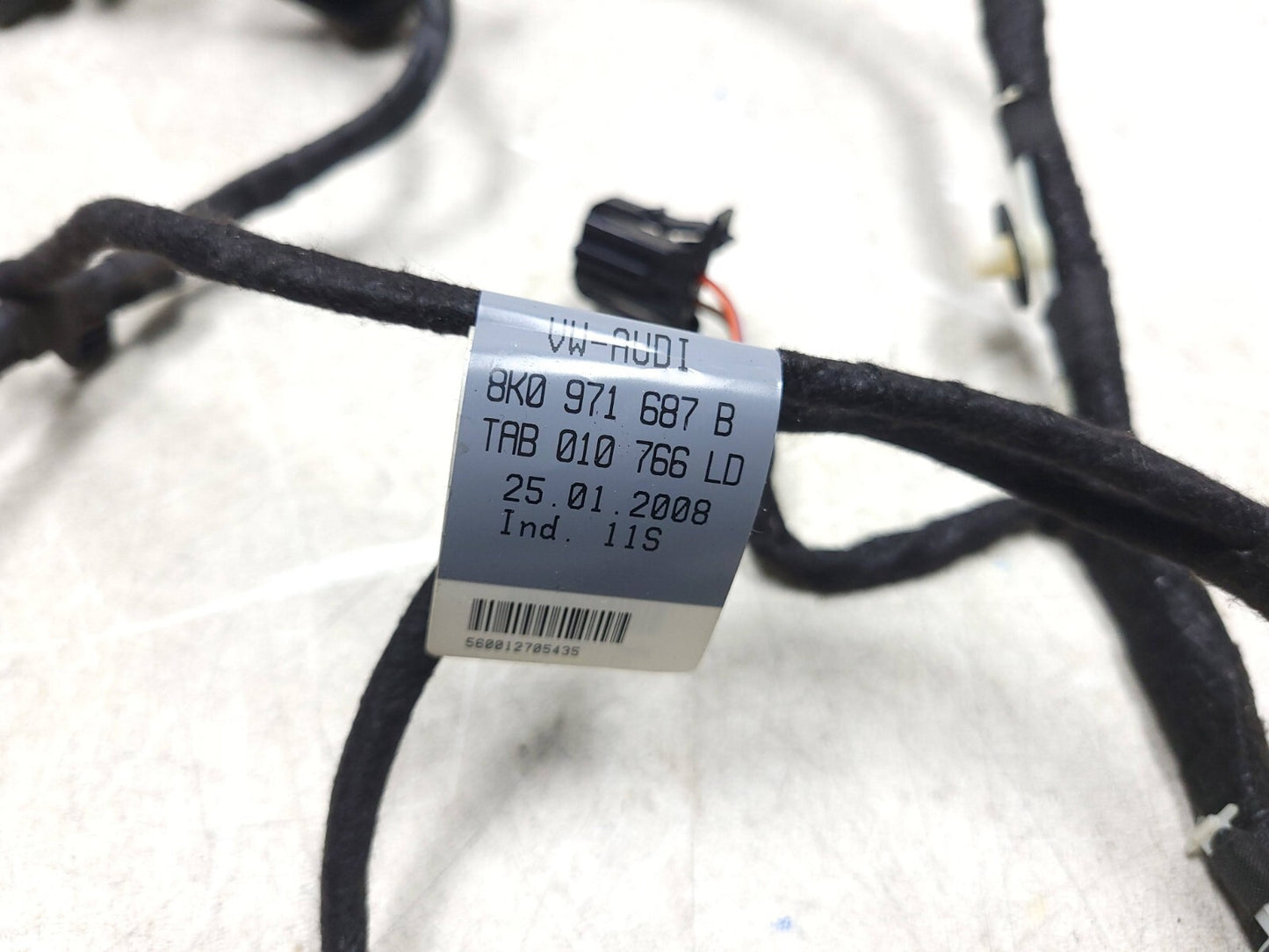 2009 - 2016 Audi A4 S4 Sedan Rear Door Wire Harness Passenger Side Right OEM