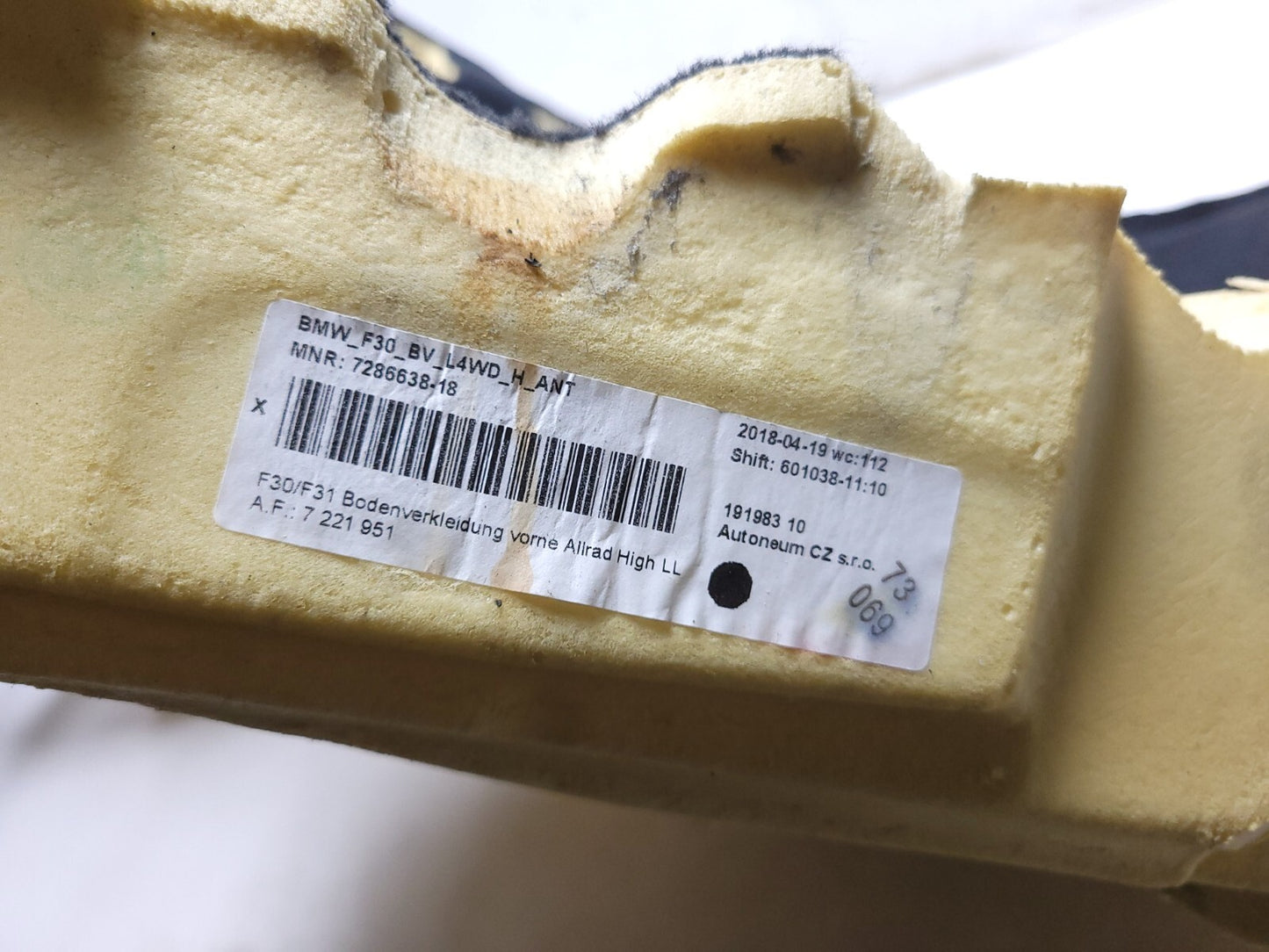 13-18 BMW 330xi F30 Front Floor Liner Carpet Mat OEM ✅ 76k Miles