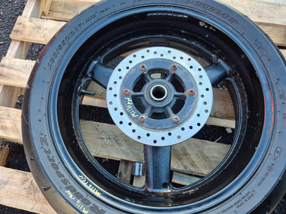2002 Yamaha R6 Yzf-r6 Rear Wheel Rim J17xmt5.50 & Tire 180/55zr17 OEM