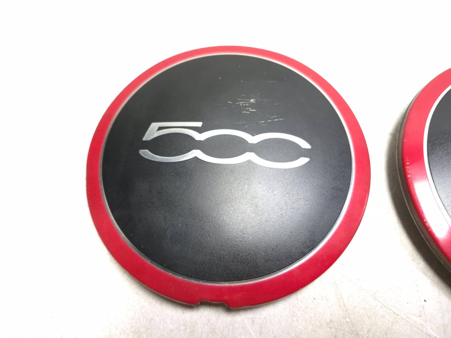 2013 Fiat 500 Turbo Red Wheel Center Cap 3pcs OEM