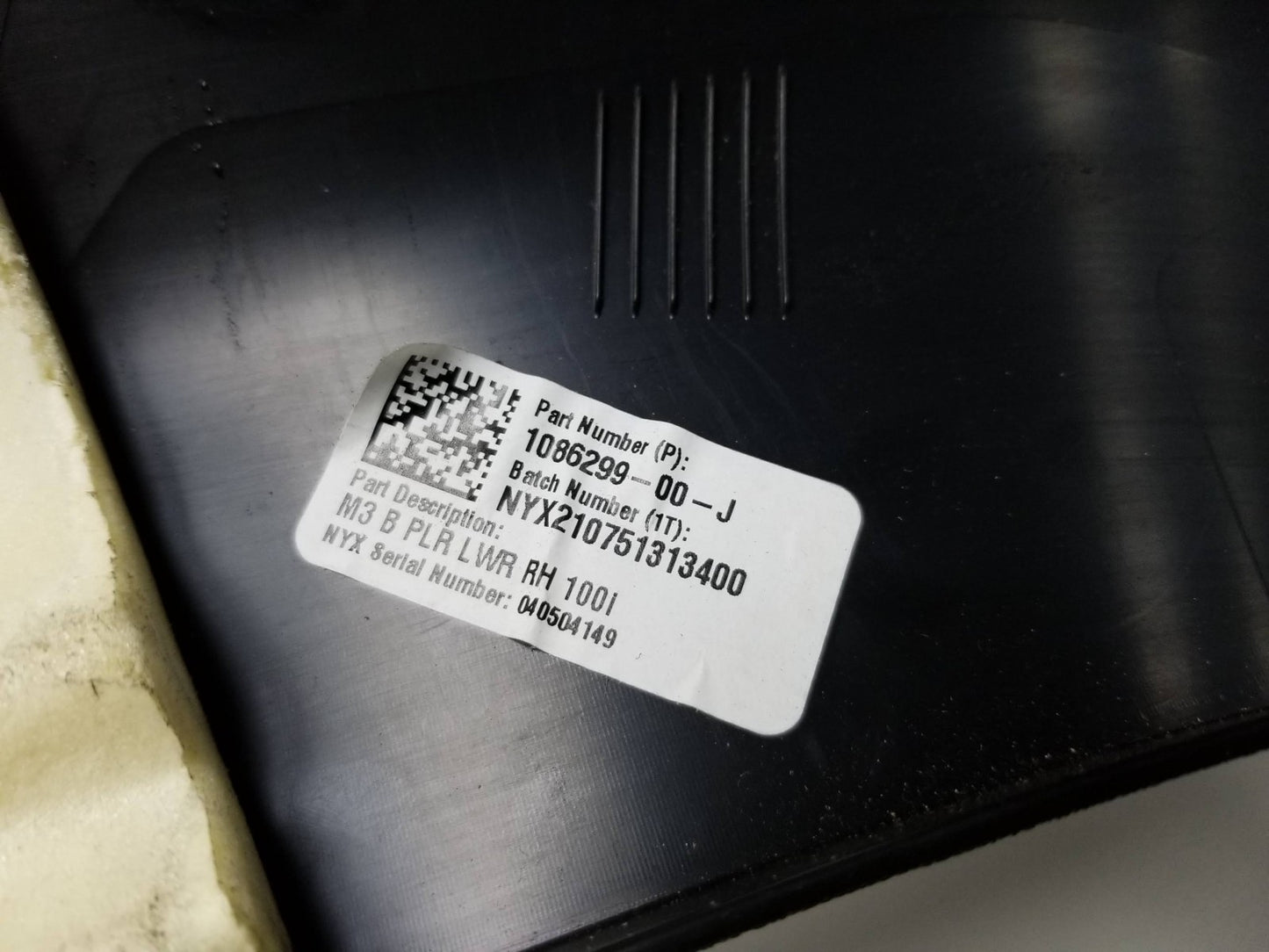 2021 Tesla Model 3 Center B Pillar Lower Trim Panel Passenger Side OEM