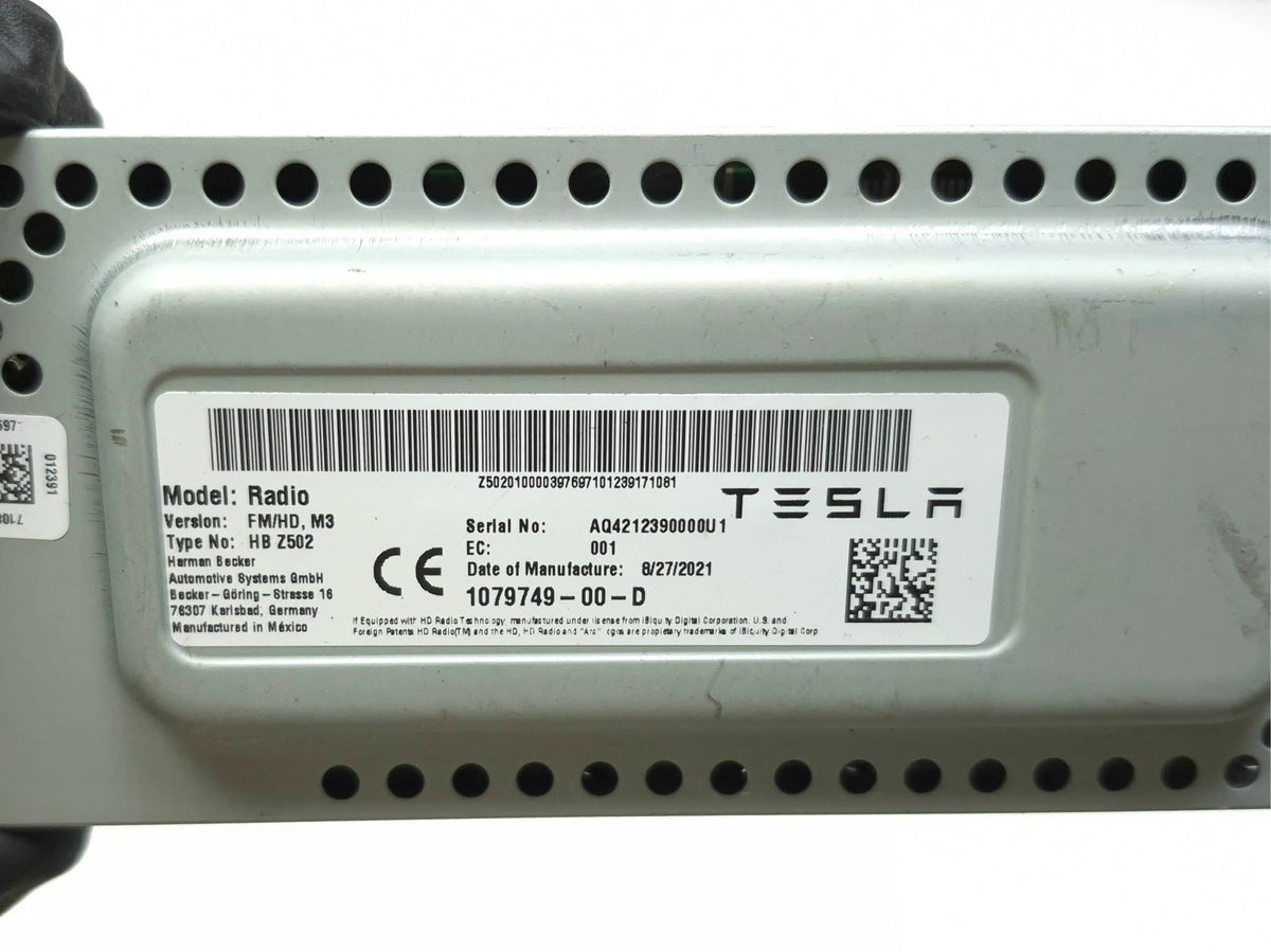 2021 Tesla Model 3 Radio Receiver Control Module 1079749-00-d OEM