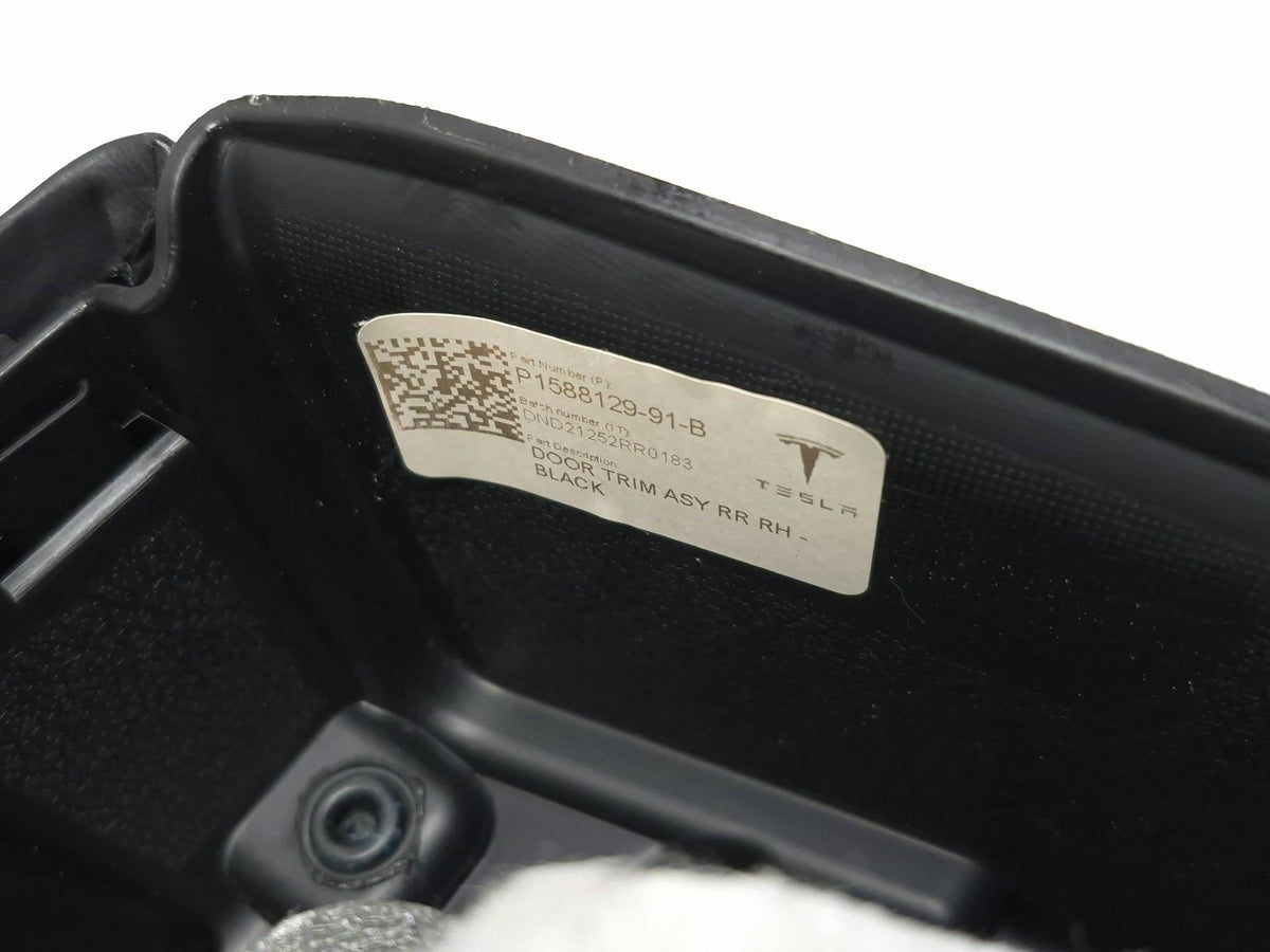 2021 Tesla Model 3 Rear Door Panel Trim Passenger Side Right OEM
