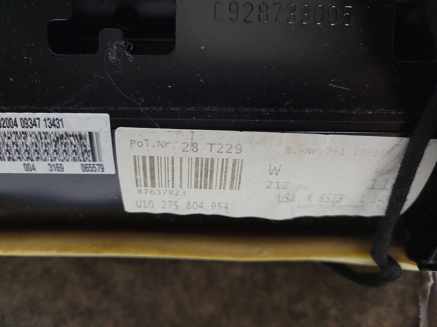2014 Mercedes E350 Front Passenger Seat Backrest Upper Cushion OEM