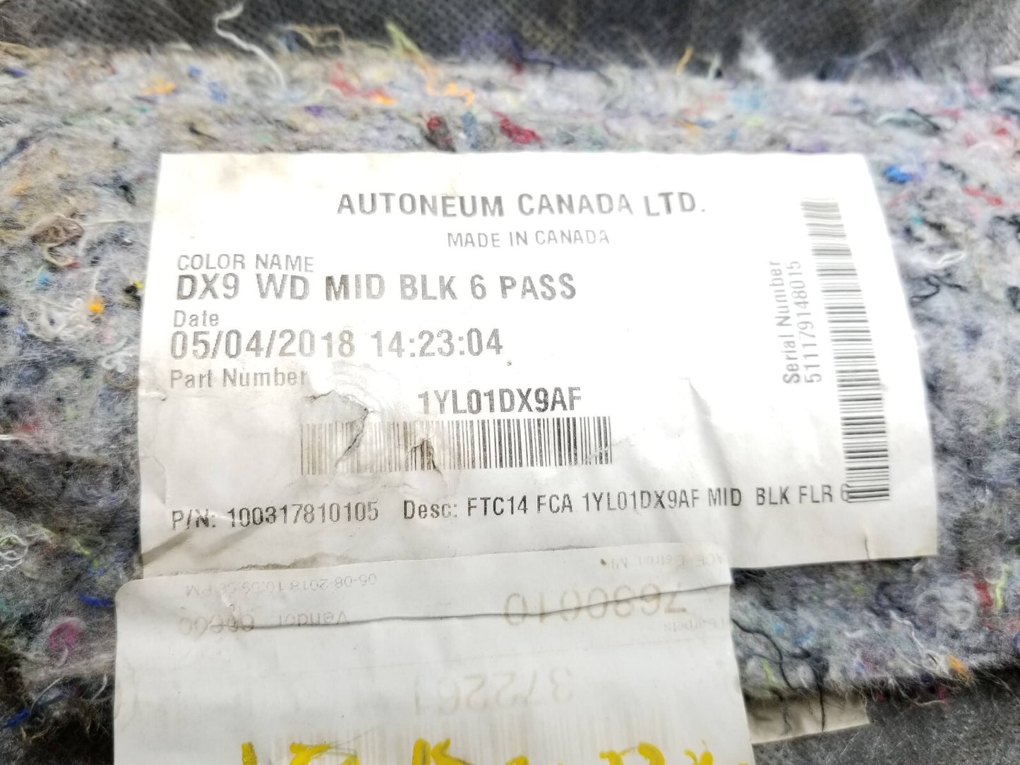 2018 Dodge Durango Rear 2 Nd Row Interior Floor Carpet OEM