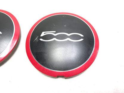2013 Fiat 500 Turbo Red Wheel Center Cap 3pcs OEM