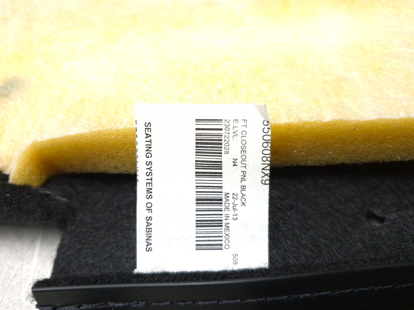2013 Dodge Grand Caravan Front Row Driver Side Seat Closeout Panel OEM