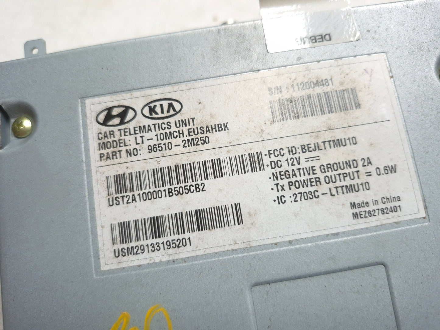 2013 Hyundai Genesis Coupe Telematics Control Module 96510-2m250 OEM