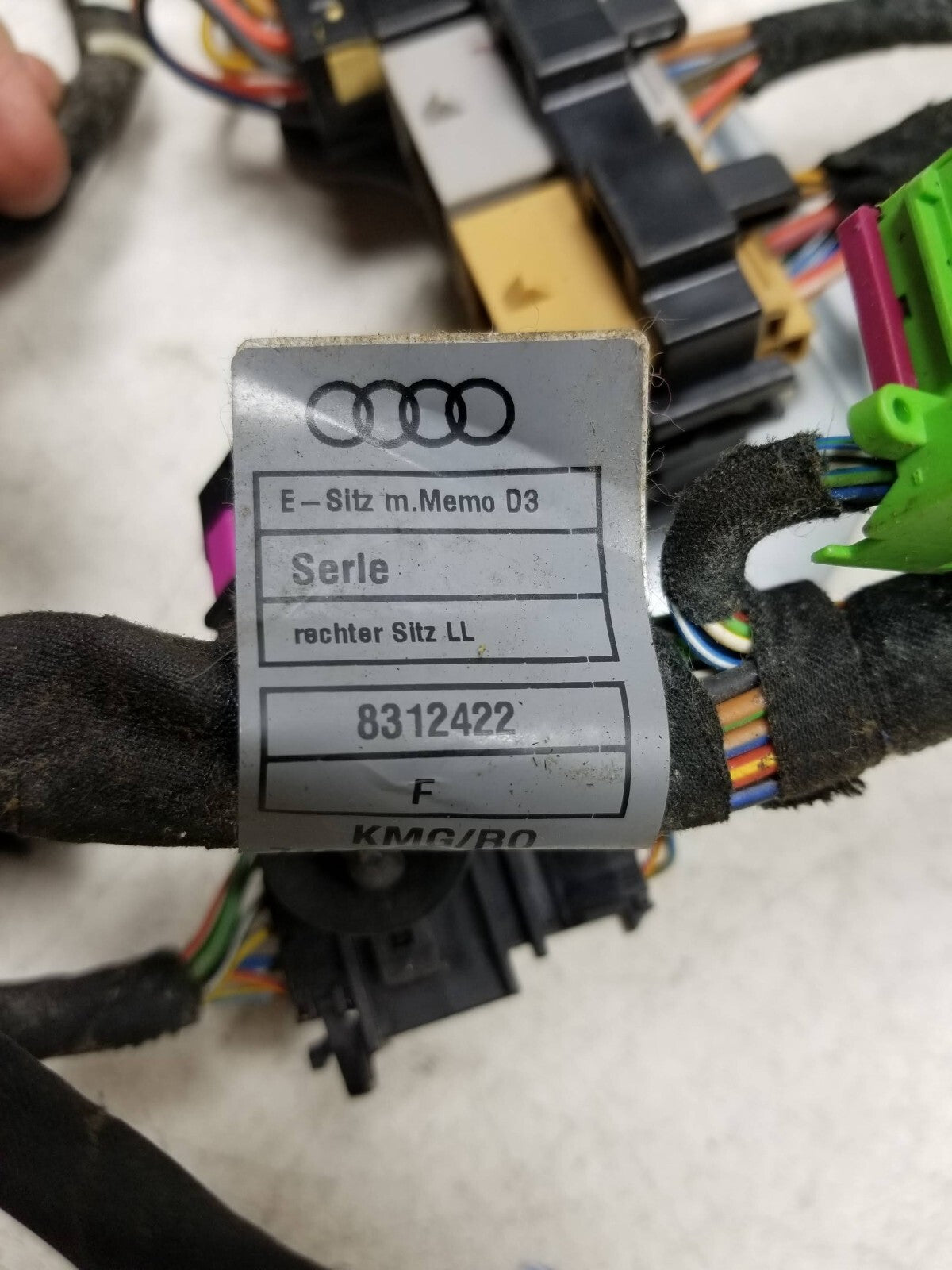 2005 Audi A8 Seat Wire Harness Front Passenger Side Right OEM