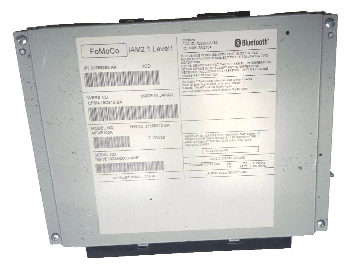 2013 Volvo S60 Radio Receiver Control Module OEM