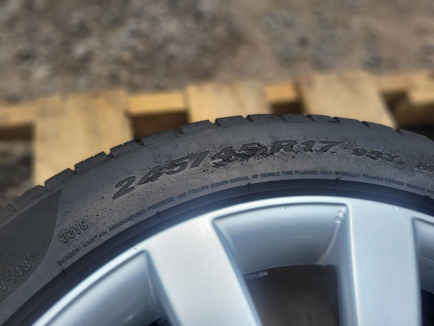 06-09 Audi A4 Wheel Rim W/ Tire Pirelli P Zero 245/45r17 Pair Two OEM