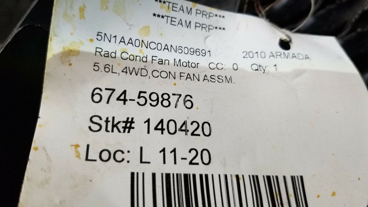 2006-2012 Nissan Armada Radiator Fan Motor Fan Assembly Condenser OEM