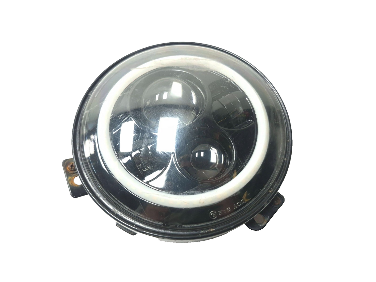 7" Led Projector Headlight W/halo Ring Drl Black Mounting Bucket Harley Davidson