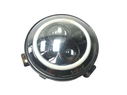 7" Led Projector Headlight W/halo Ring Drl Black Mounting Bucket Harley Davidson