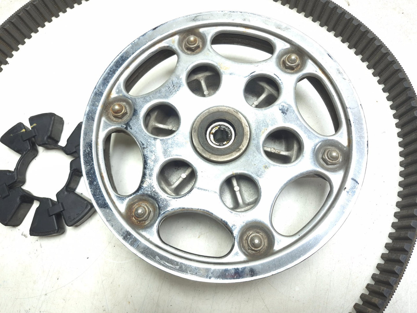 1991 Kawasaki Vulcan 500 En500 Rear Sprocket Pulley Hub & Drive Belt Set OEM