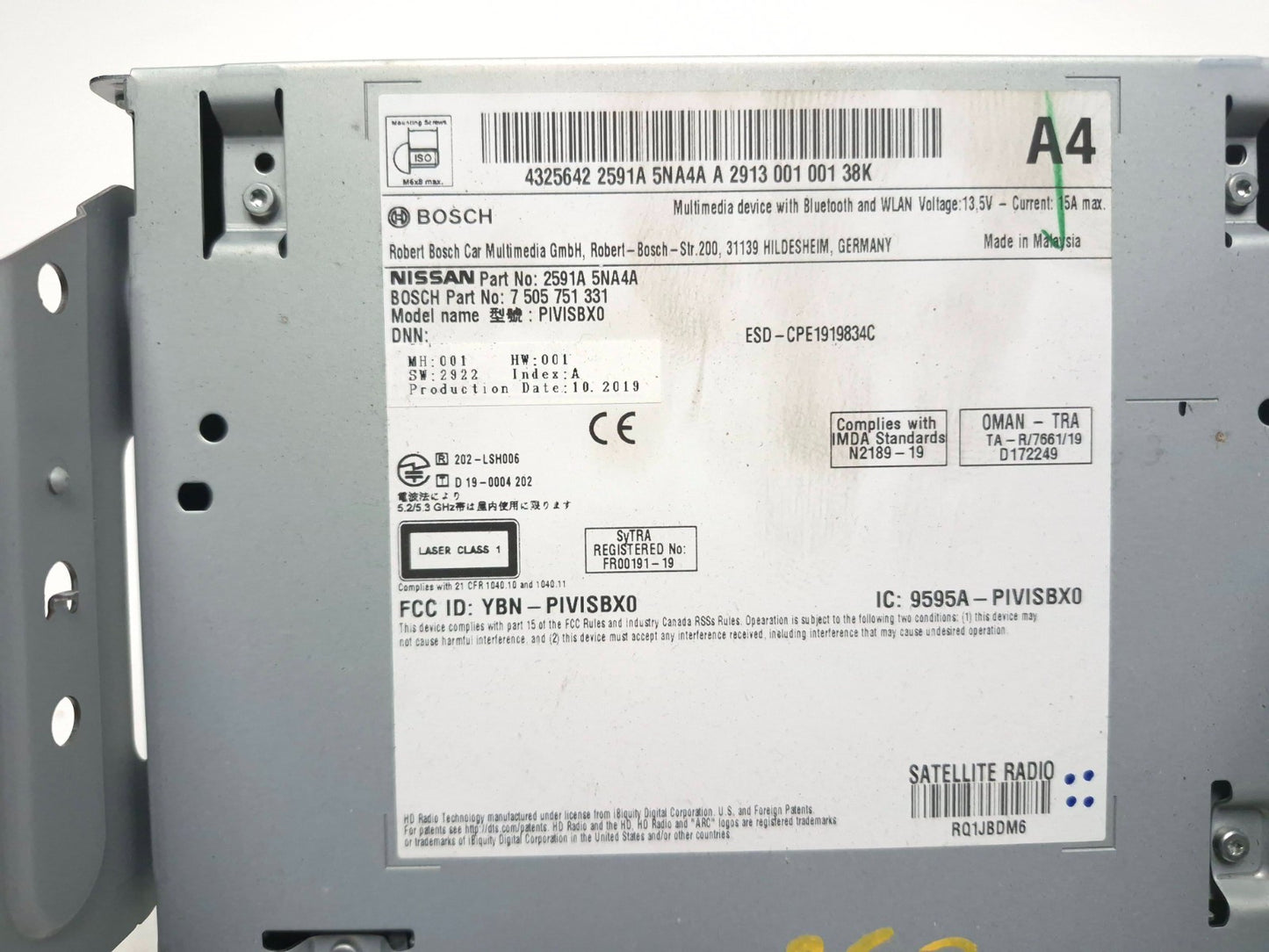 2020 Infiniti Q50 AM FM Cd Player Radio Receiver Pivisbx0 Oem✅