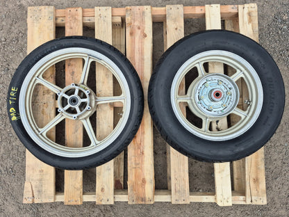 1993 Yamaha Xv750 Wheel Rim W/ Tire Front & Rear Pair R 19 R 15 OEM