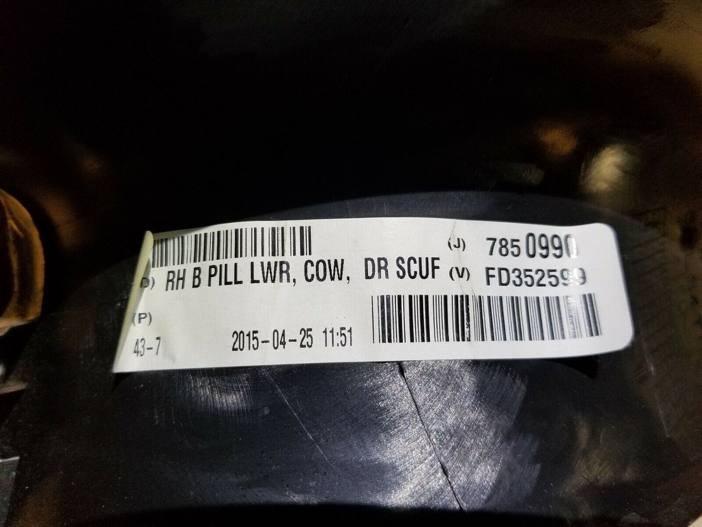 13 14 15 16  Dodge Dart Front Right Pass Cowl Kick Trim Panel Ome 76k