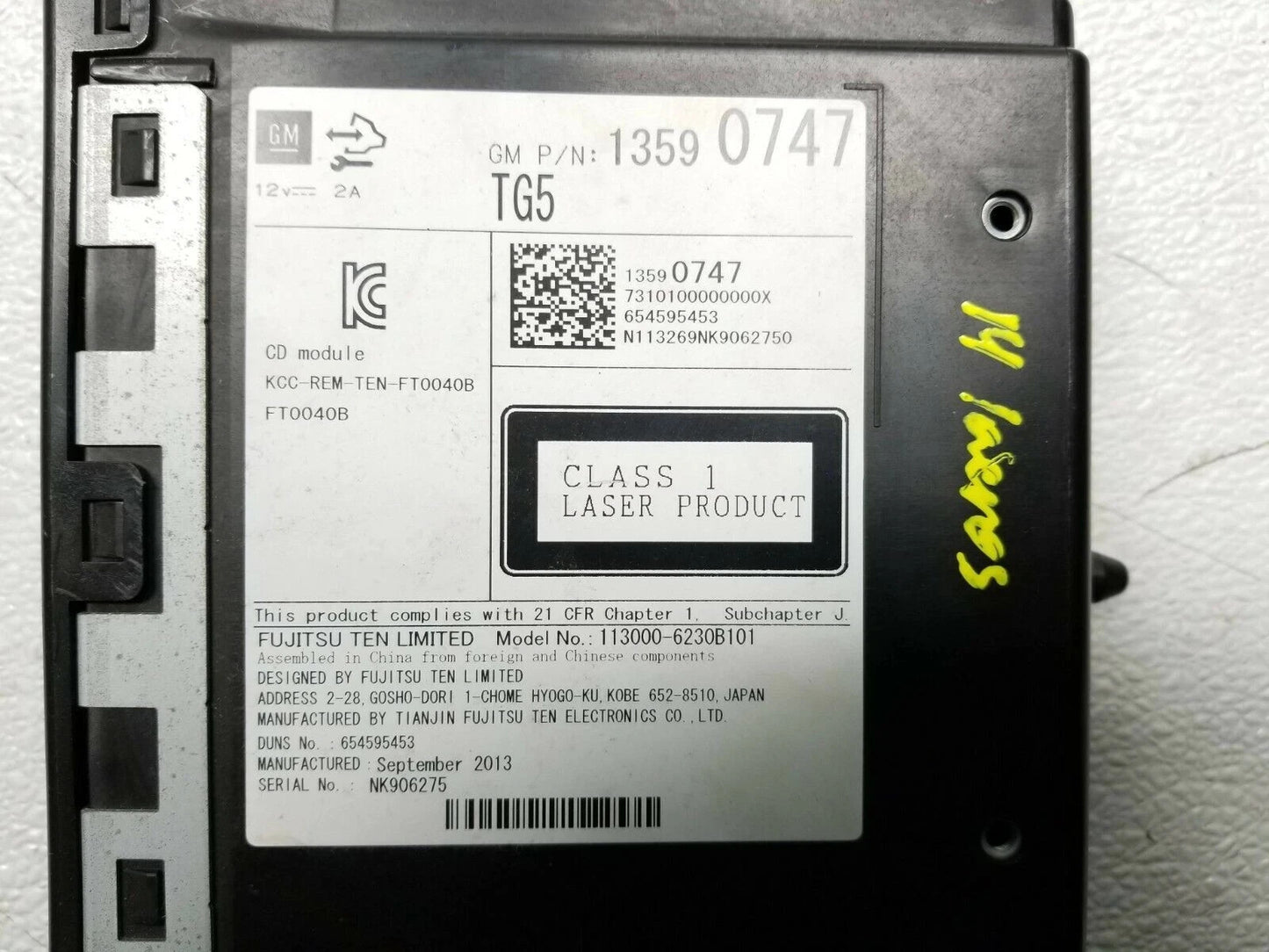 2014 Buick Lacrosse Cd Disc Player Unit Receiver OEM