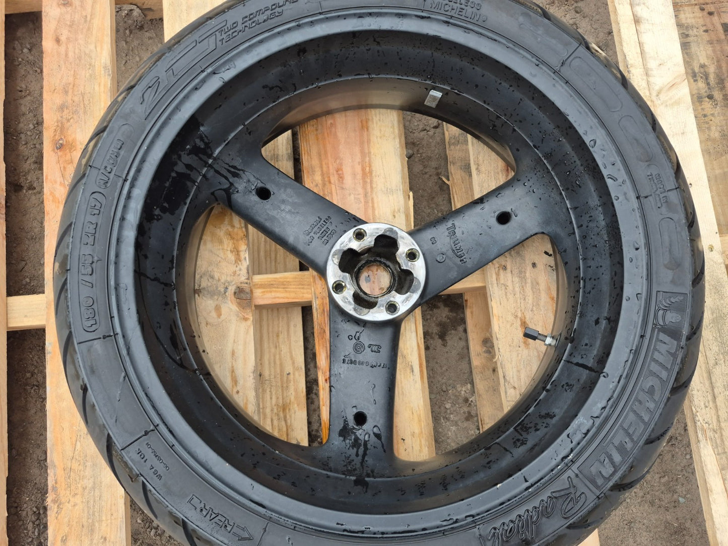 2000 Triumph Sprint St955 Wheel Rim W/ Tire Rear 180/55 R17 OEM