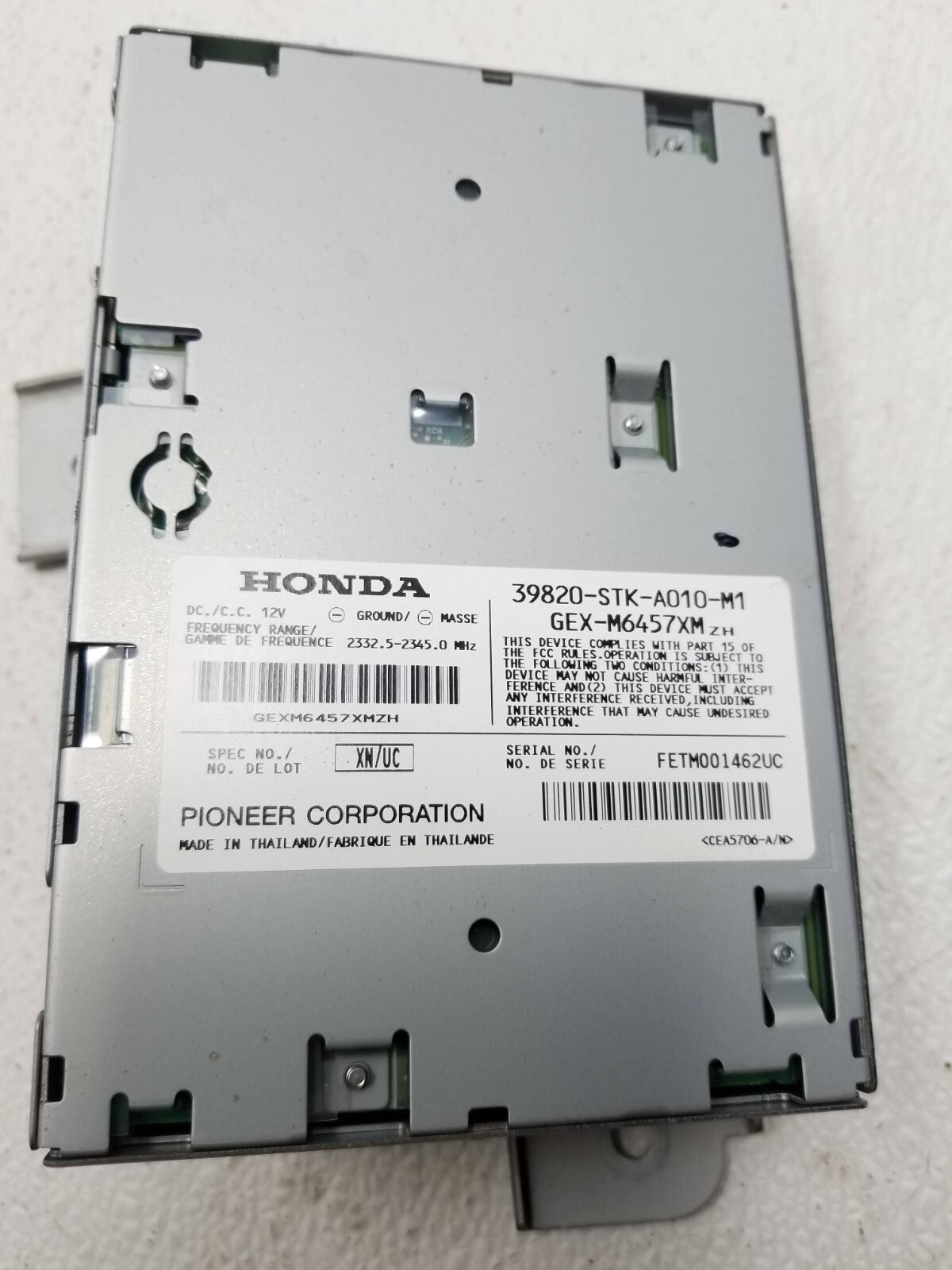 07 08 09 10 11 12 Acura RDX Xm Satellite Radio Control Unit 39820stk OEM