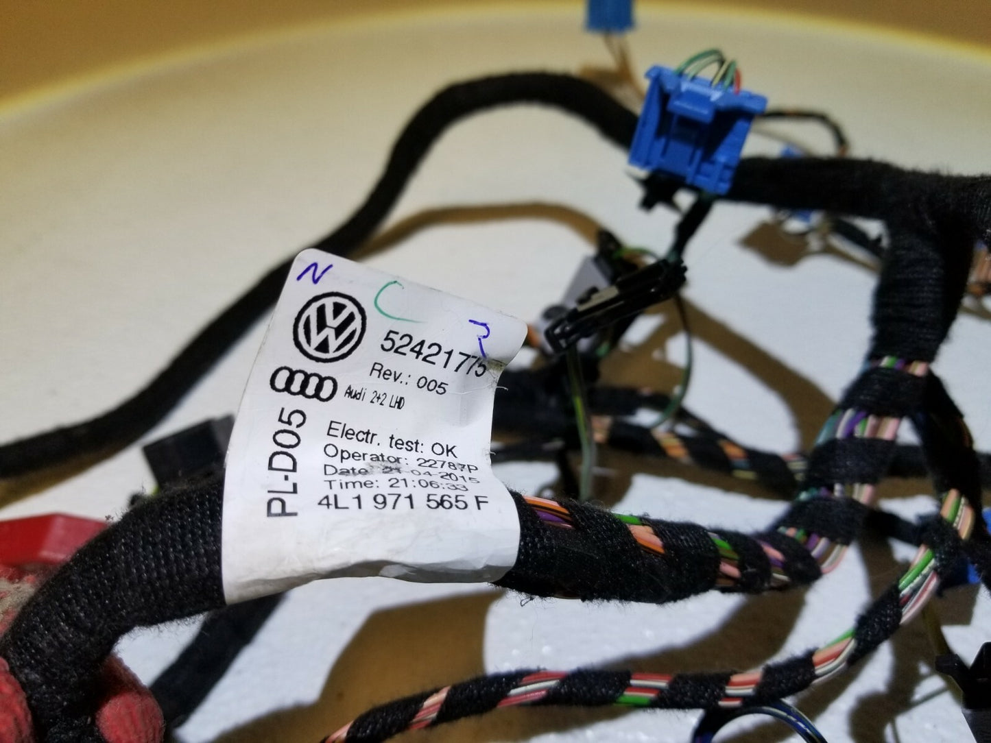 2015 Audi Q7 A/c Heater Flap Motor Wire Harness OEM