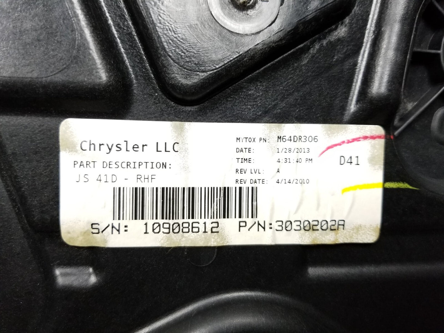 2011-2014 Chrysler 200 Window Regulator Panel Front Passenger Side Right OEM