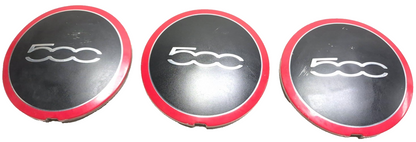 2013 Fiat 500 Turbo Red Wheel Center Cap 3pcs OEM