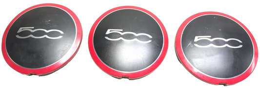 2013 Fiat 500 Turbo Red Wheel Center Cap 3pcs OEM