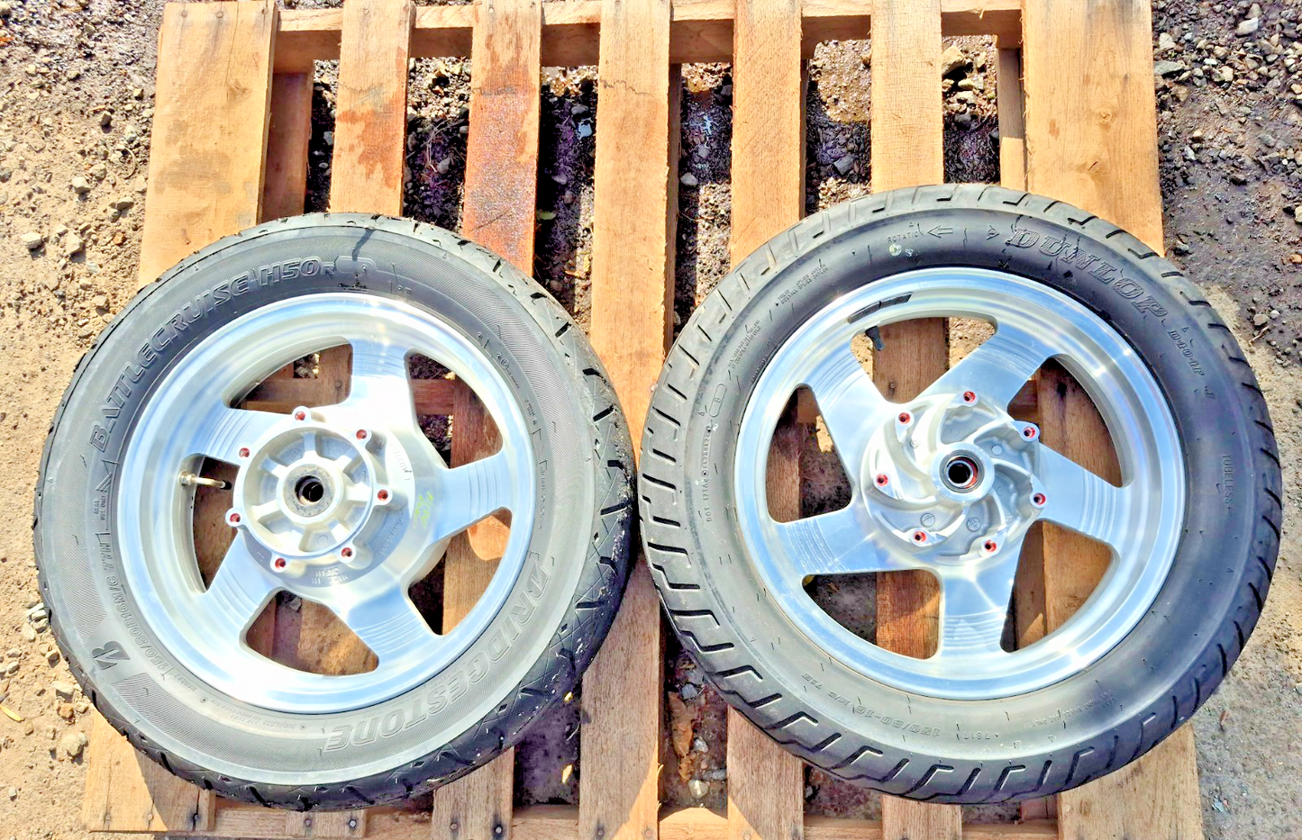 2001 Kawasaki Vulcan 1500 Vn1500 Wheel Rim & Tire Front & Rear *straight* OEM