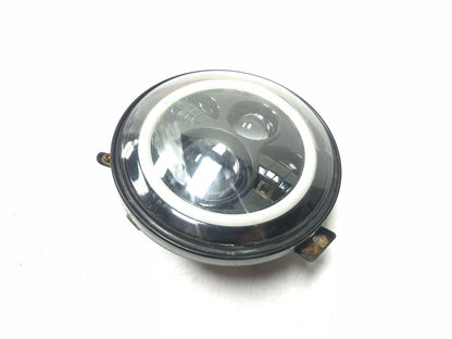 7" Led Projector Headlight W/halo Ring Drl Black Mounting Bucket Harley Davidson