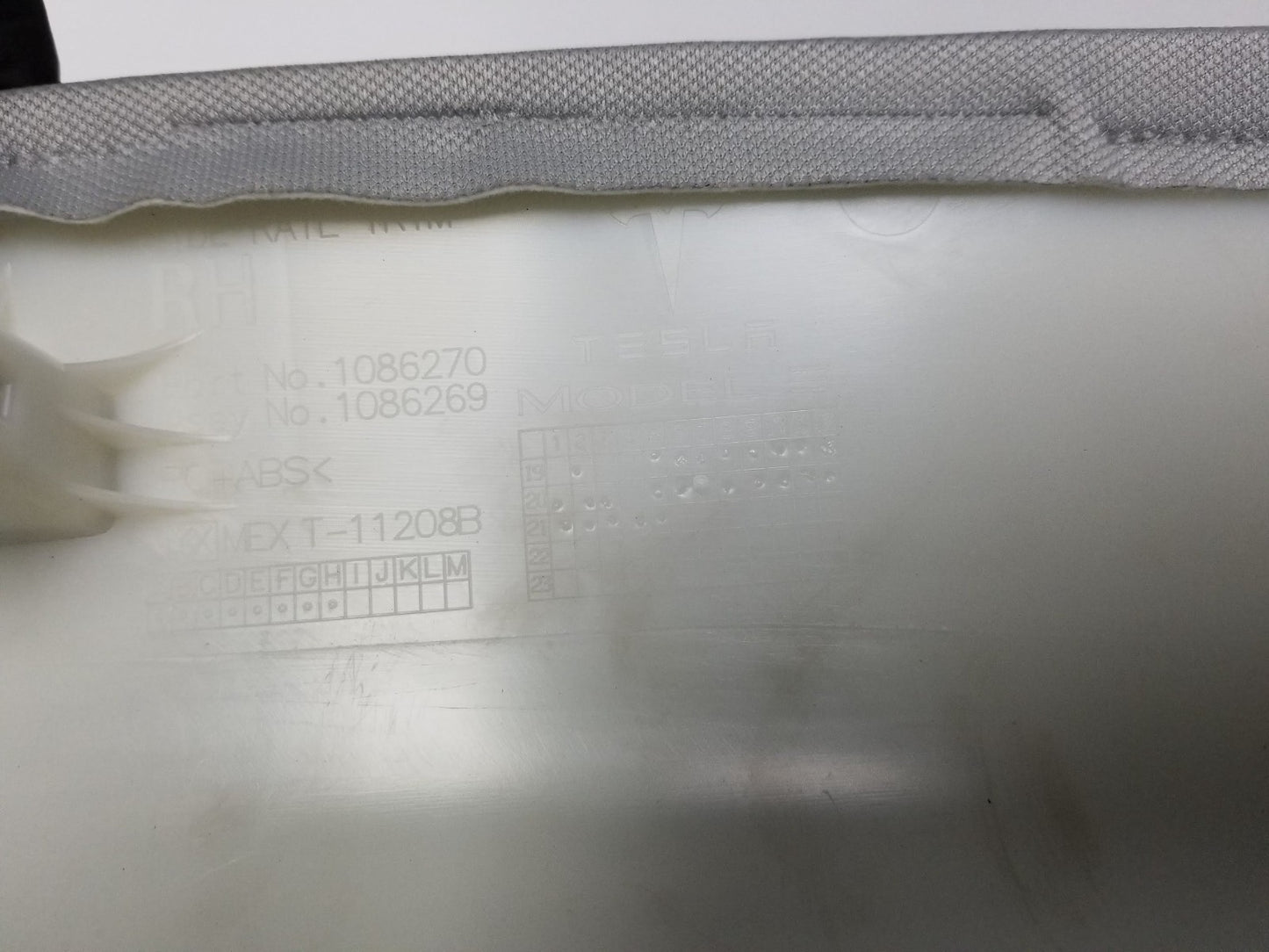 2021 Tesla Model 3 Rear C-pillar Rail Trim Cover Left & Right Pair OEM