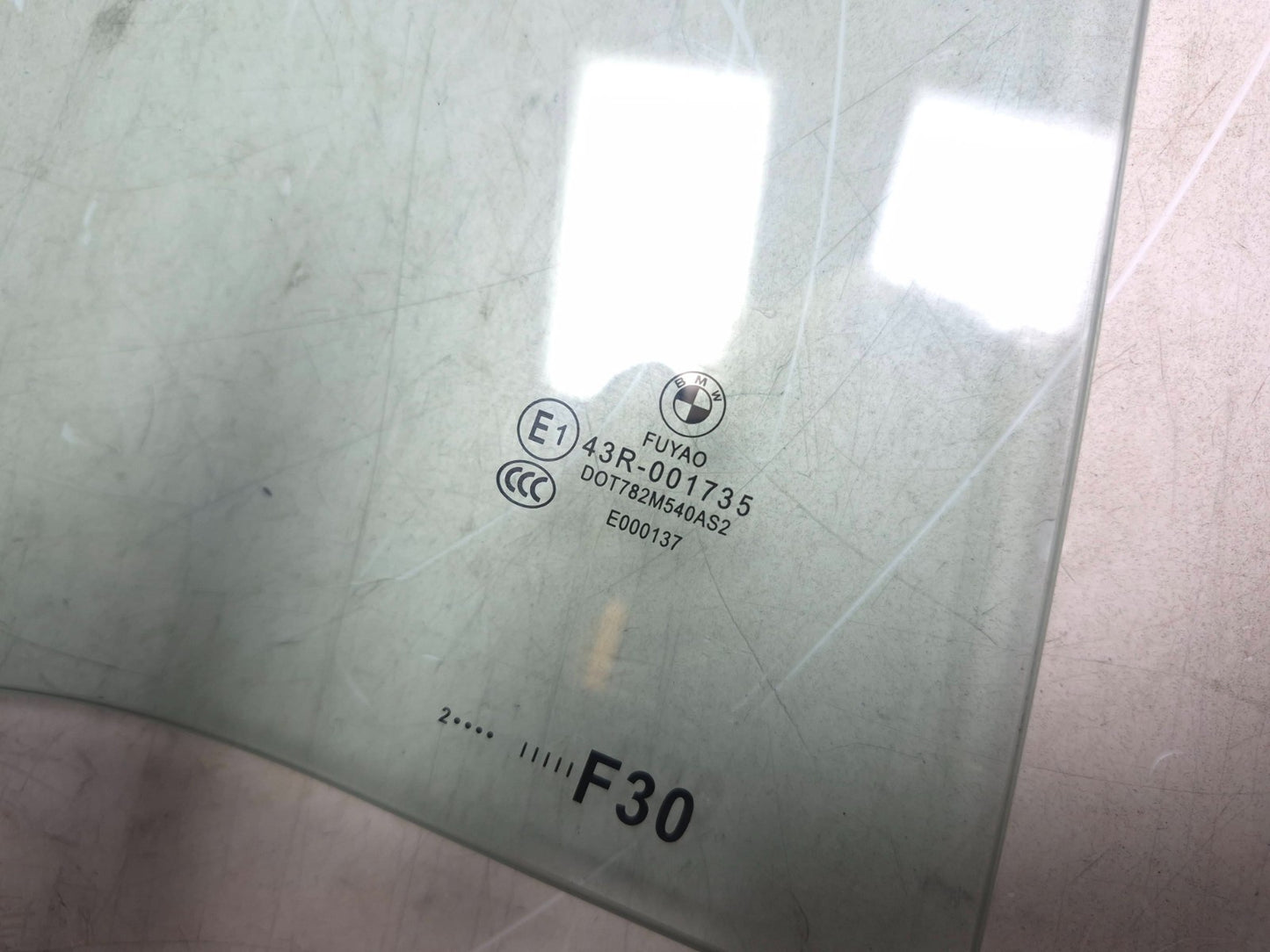 2013 BMW 328i F30 Rear Door Window Glass Passenger Side Right OEM
