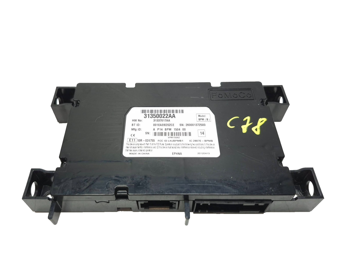 2012 Volvo C30 Bluetooth Control Module 31350022aa OEM