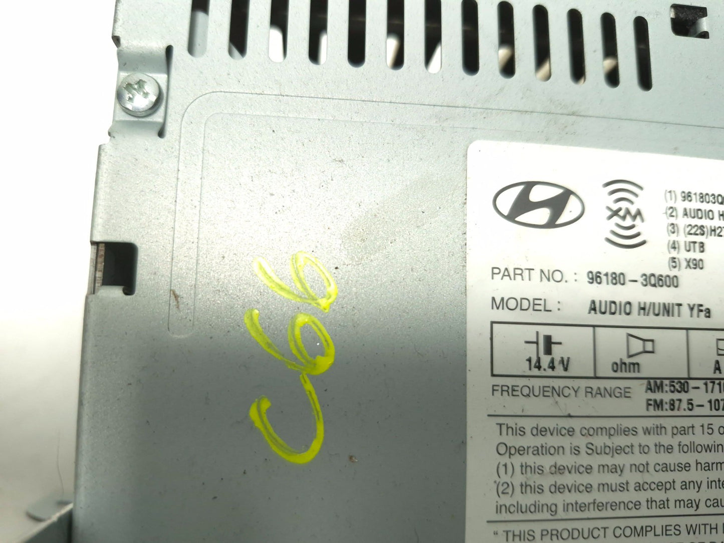 2012 Hyundai Sonata Radio Am/fm Cd Player 96180-3q600 OEM