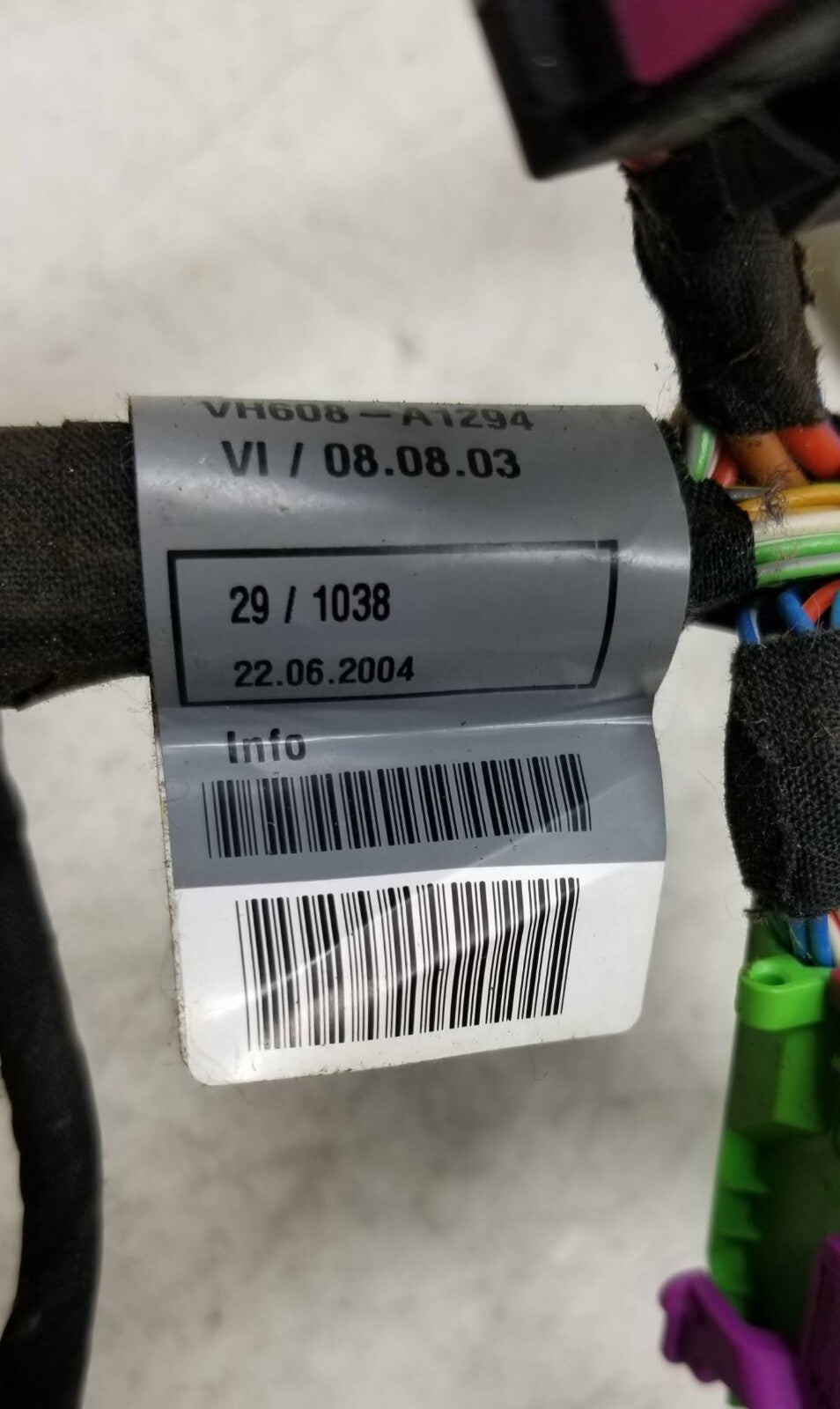 2005 Audi A8 Seat Wire Harness Front Passenger Side Right OEM
